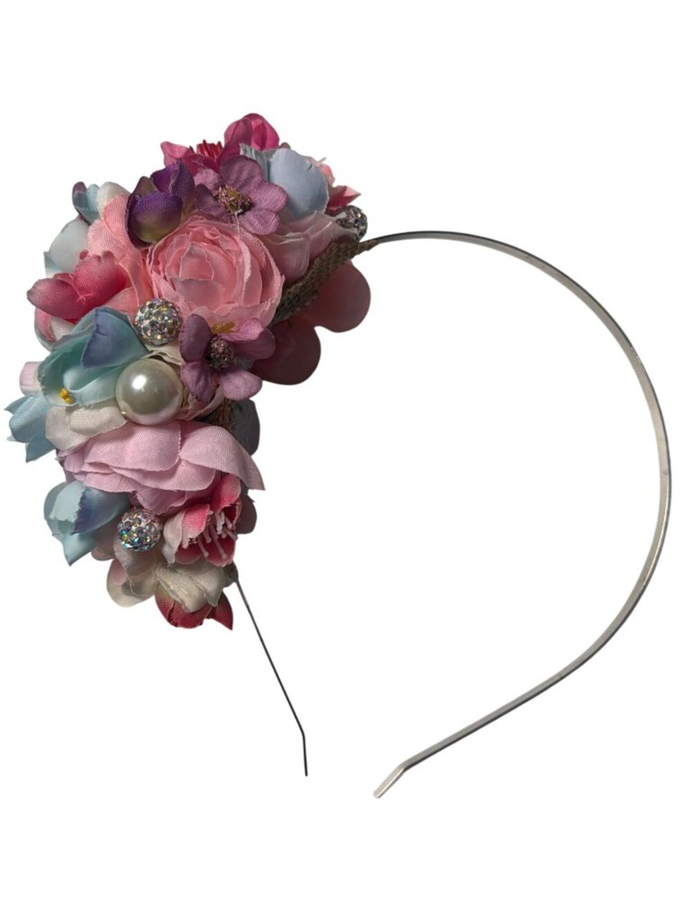 PLJ Pretty Little Jettie Floral Headband Pastel Flowers & Pearl Accents